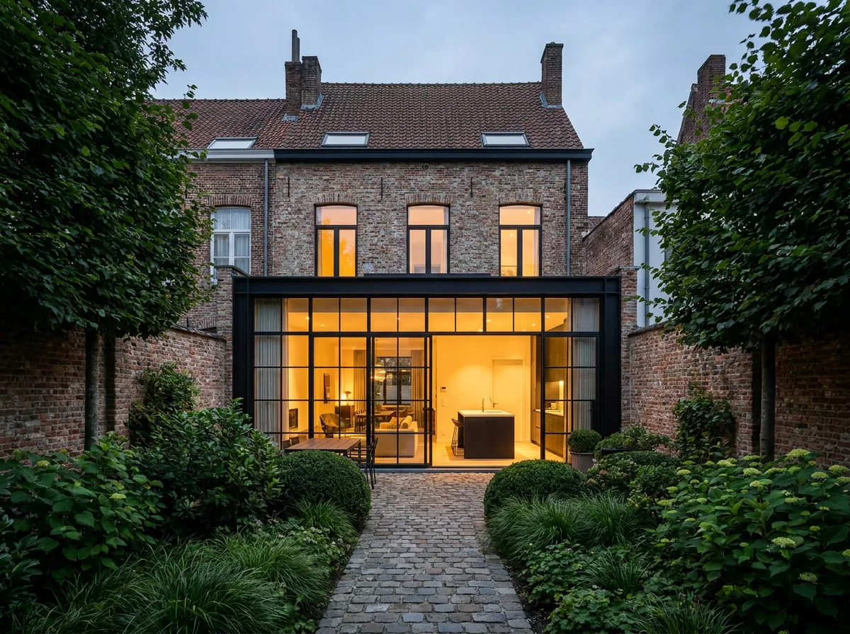 Gerenoveerd herenhuis met moderne glazen uitbreiding